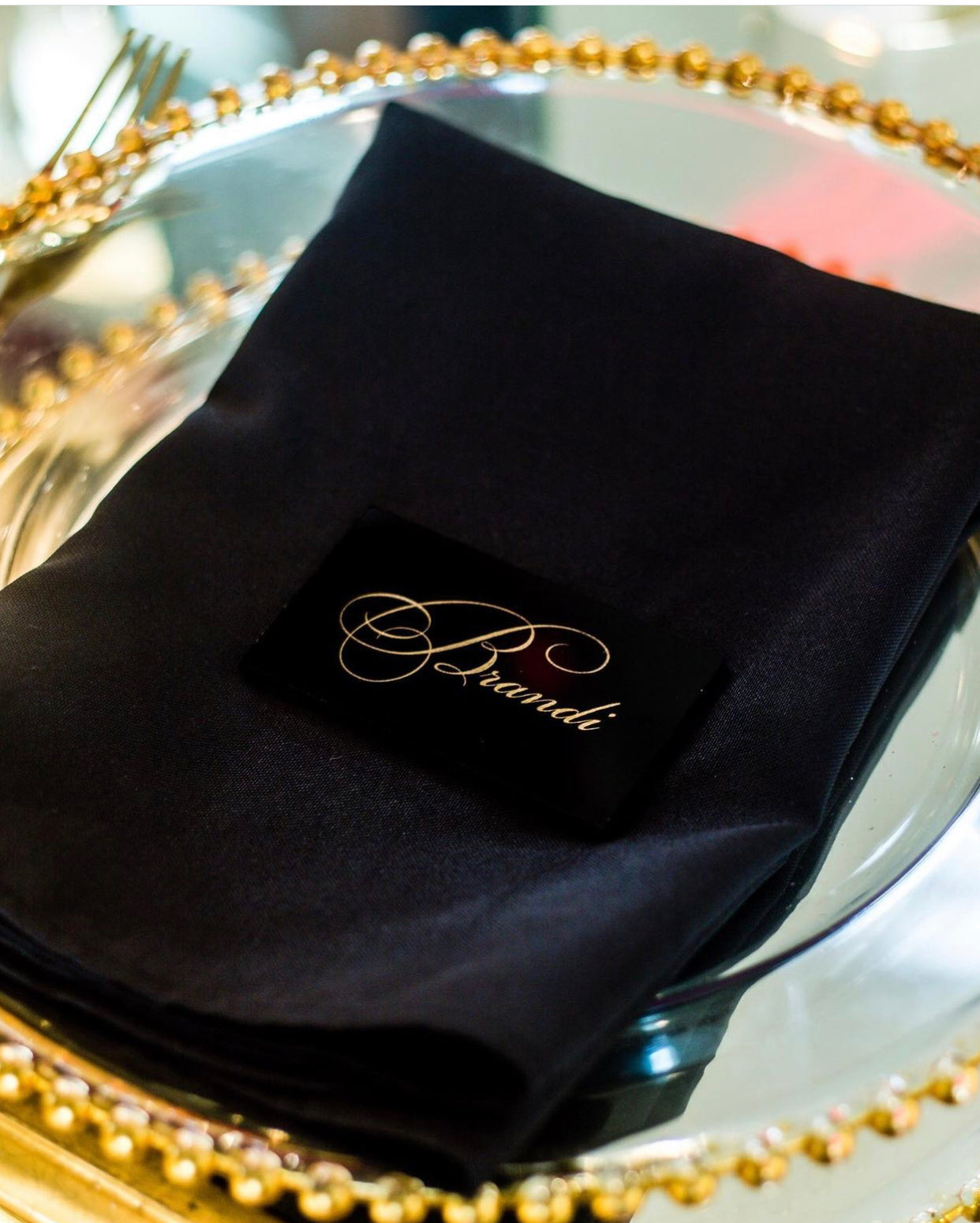 Black Engraved Place Card