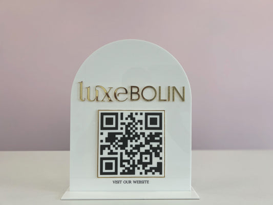 Arched Business QR Code Sign | 2 Layers, Single Piece