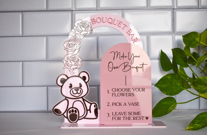 Floral Teddy Bear Table Sign