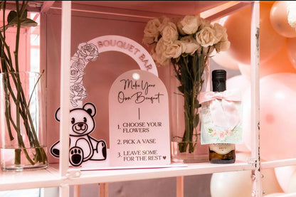 Floral Teddy Bear Table Sign